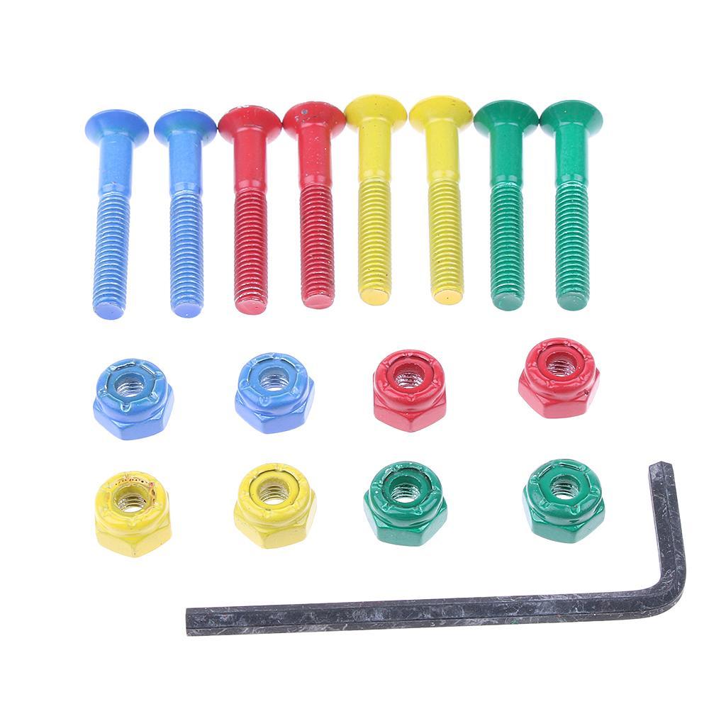 8pcs Replacement Skateboard Truck Hardware Set Longboard Screws Bolts Nuts