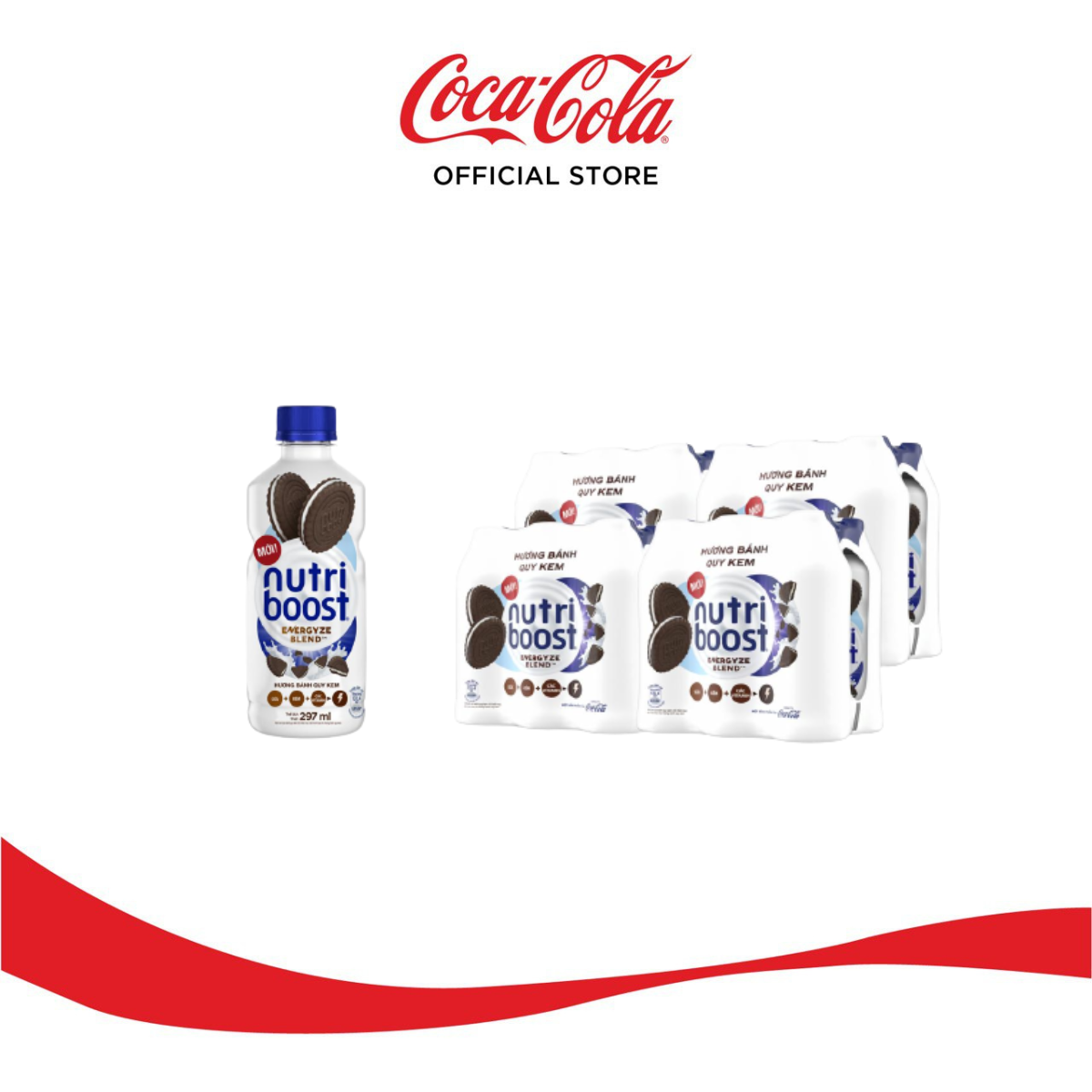 Lốc 24 Chai Thức Uống Sữa Trái Cây Nutriboost Hương Bánh Quy Kem 297ml/Chai Coca-Cola Official Store