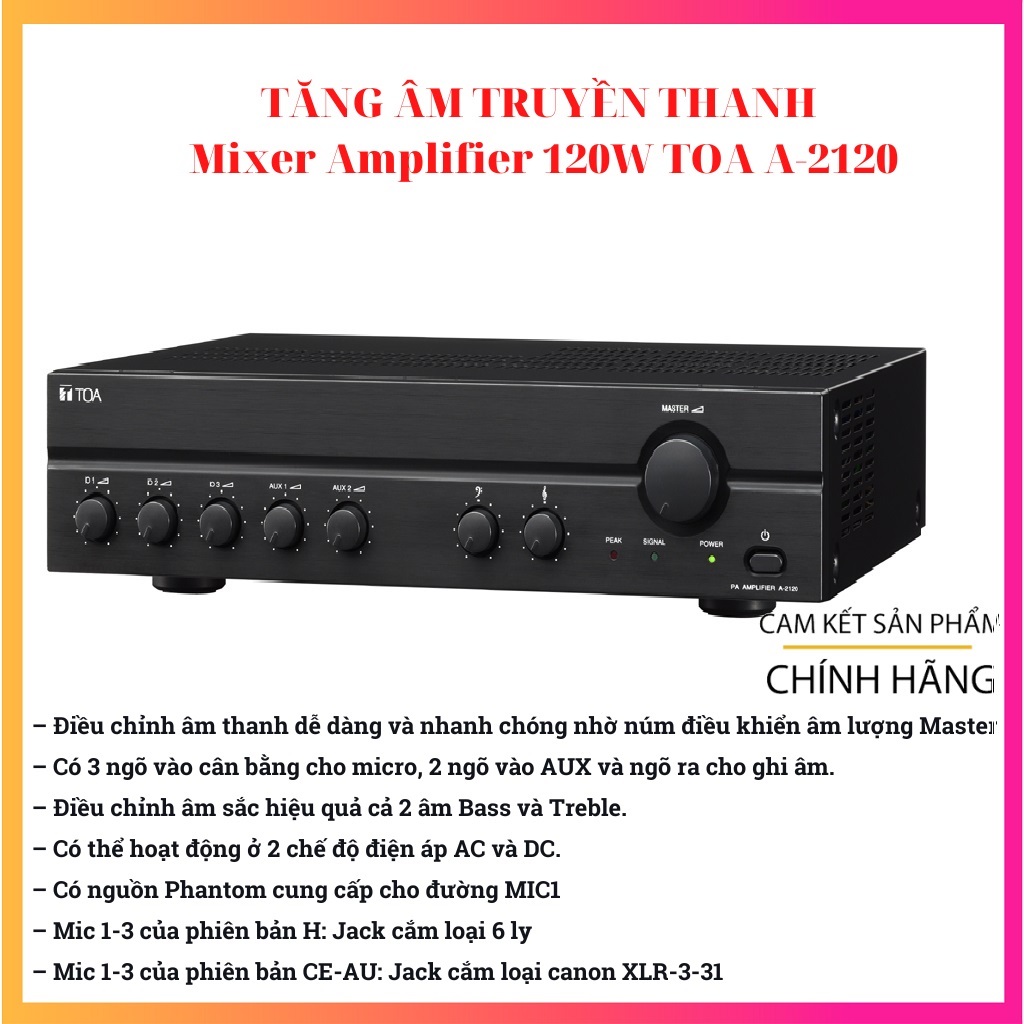 Amply Mixer 120W TOA A-2120 H - Hàng Chính Hãng