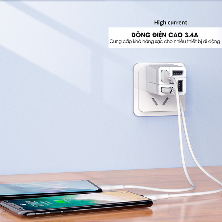 Cốc sạc nhanh đa năng Remax Wanfu RP-U43 4 cổng USB max 3.4A - Hàng nhập khẩu