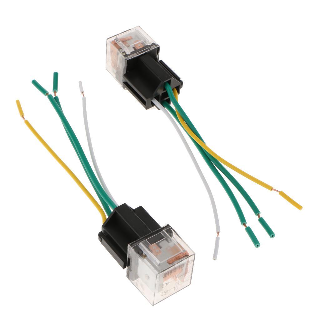 5Pcs Car 12V 80A  Relay Pump Light  4Pin 4P & Socket 4 Wire