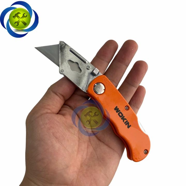 Dao rọc cáp loại xếp WORKIN 30119 kèm 5 lưỡi màu cam