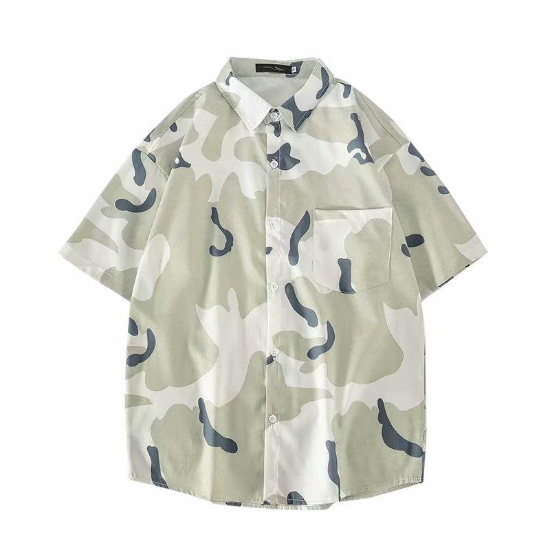 Áo Sơ Mi Nam Ngắn Tay Họa Tiết Rằn Ri 2 Màu