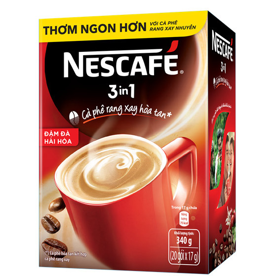 NESCAFÉ 3in1 Cà phê rang xay hòa tan Công thức cải tiến - VỊ NGUYÊN BẢN - Hộp 20 gói x 17 g