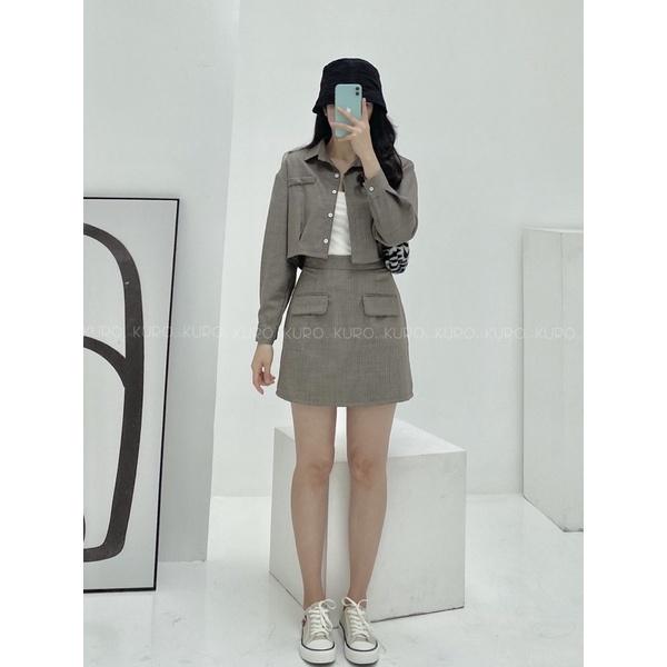 set sơ mi croptop + váy