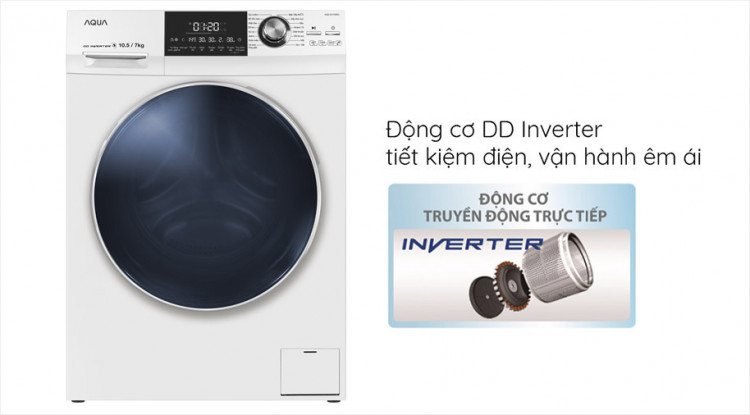 Máy giặt sấy AQUA AQD-DH1050C N trang bị Động cơ DD Inverter tiết kiệm điện