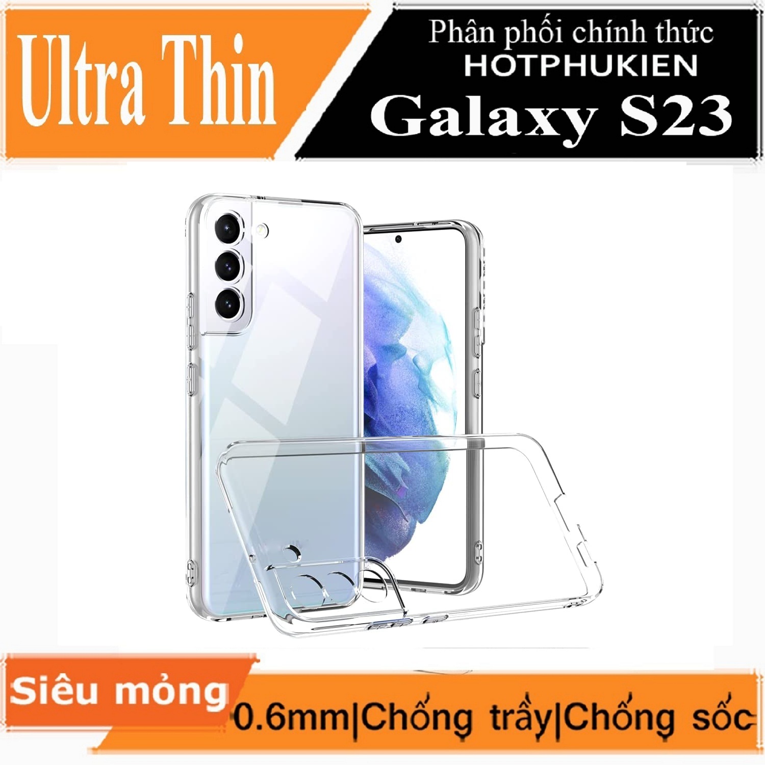 Ốp lưng silicon dẻo cho  Samsung Galaxy S23 / Galaxy S23+ / Galaxy S23 Plus / S23 Ultra hiệu Ultra Thin trong suốt mỏng 0.6mm độ trong tuyệt đối chống trầy xước - Hàng nhập khẩu