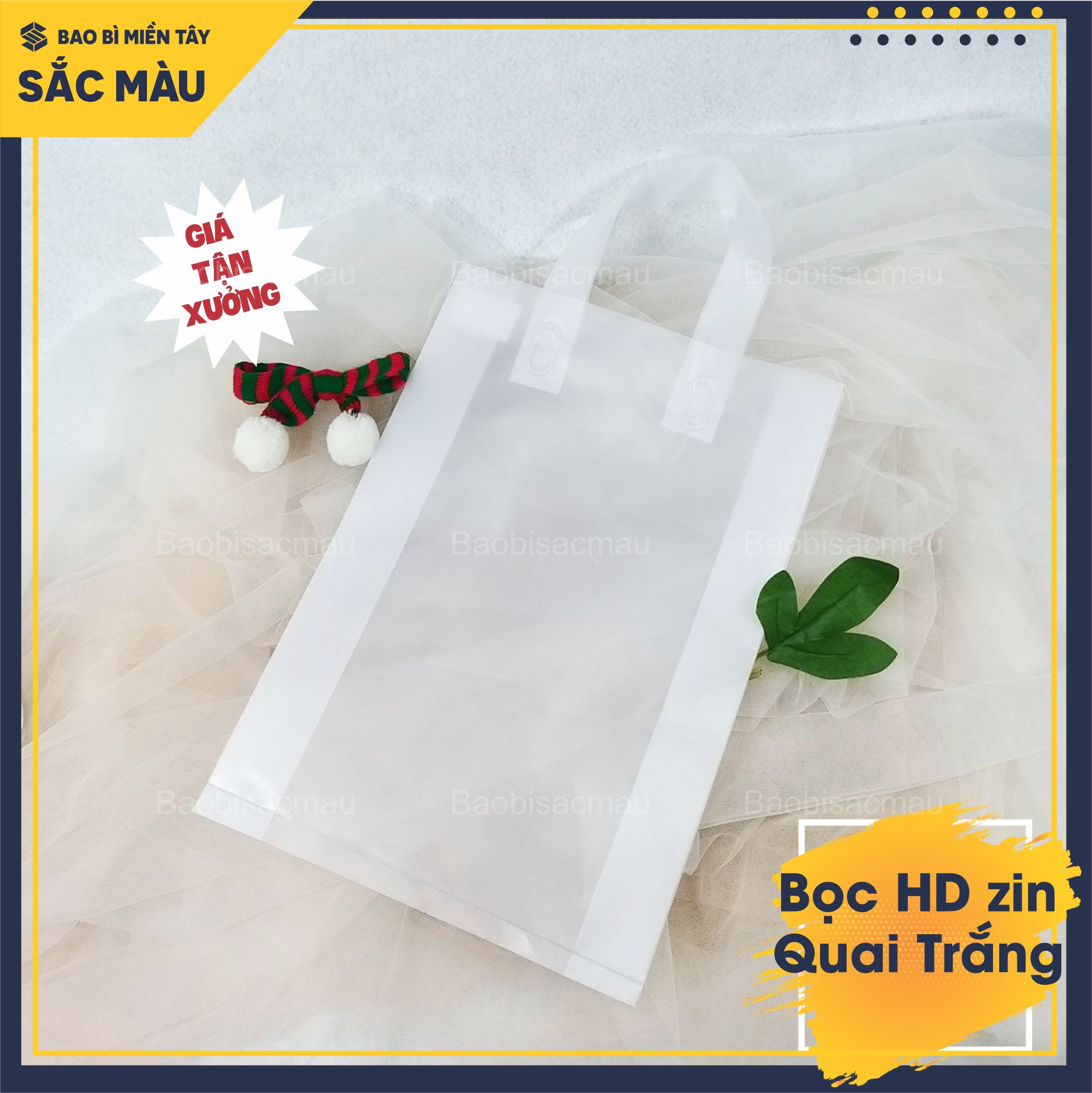 1 Kg Túi HD ZIN QUAI ÉP - HD Zin mờ màu trắng quai màu đỏ, xanh, hồng, đen đựng quần áo, mỹ phẩm, nước hoa...FULL SIZE