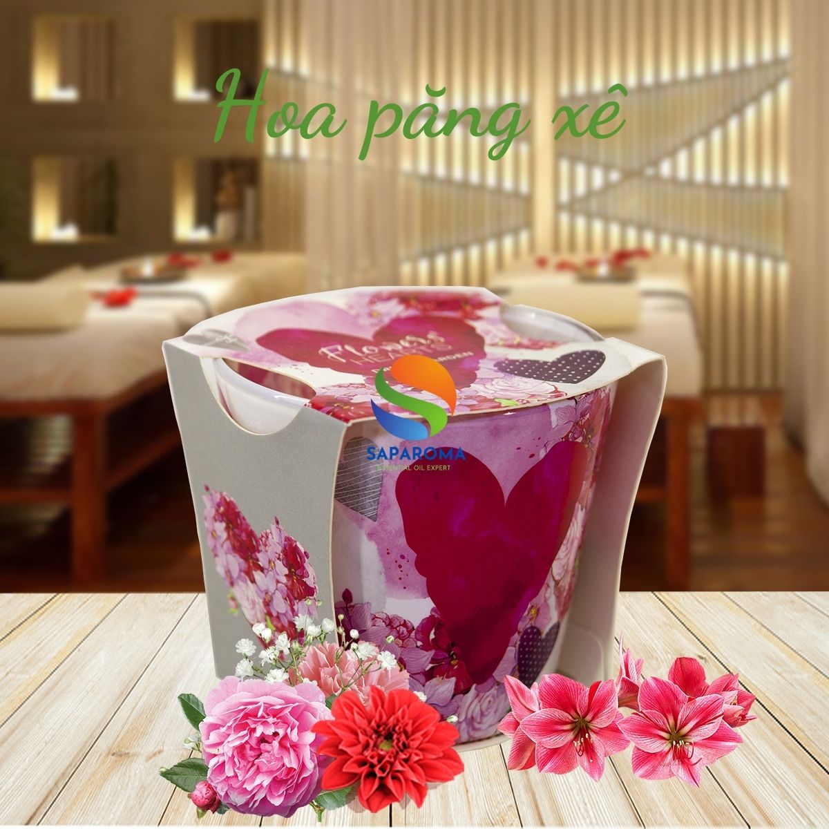 Ly nến thơm tinh dầu Bartek Flowers' Hearts 115g QT00669 - hoa păng xê, nến trang trí, thơm phòng, thư giãn, hỗ trợ khử mùi (giao mẫu ngẫu nhiên)