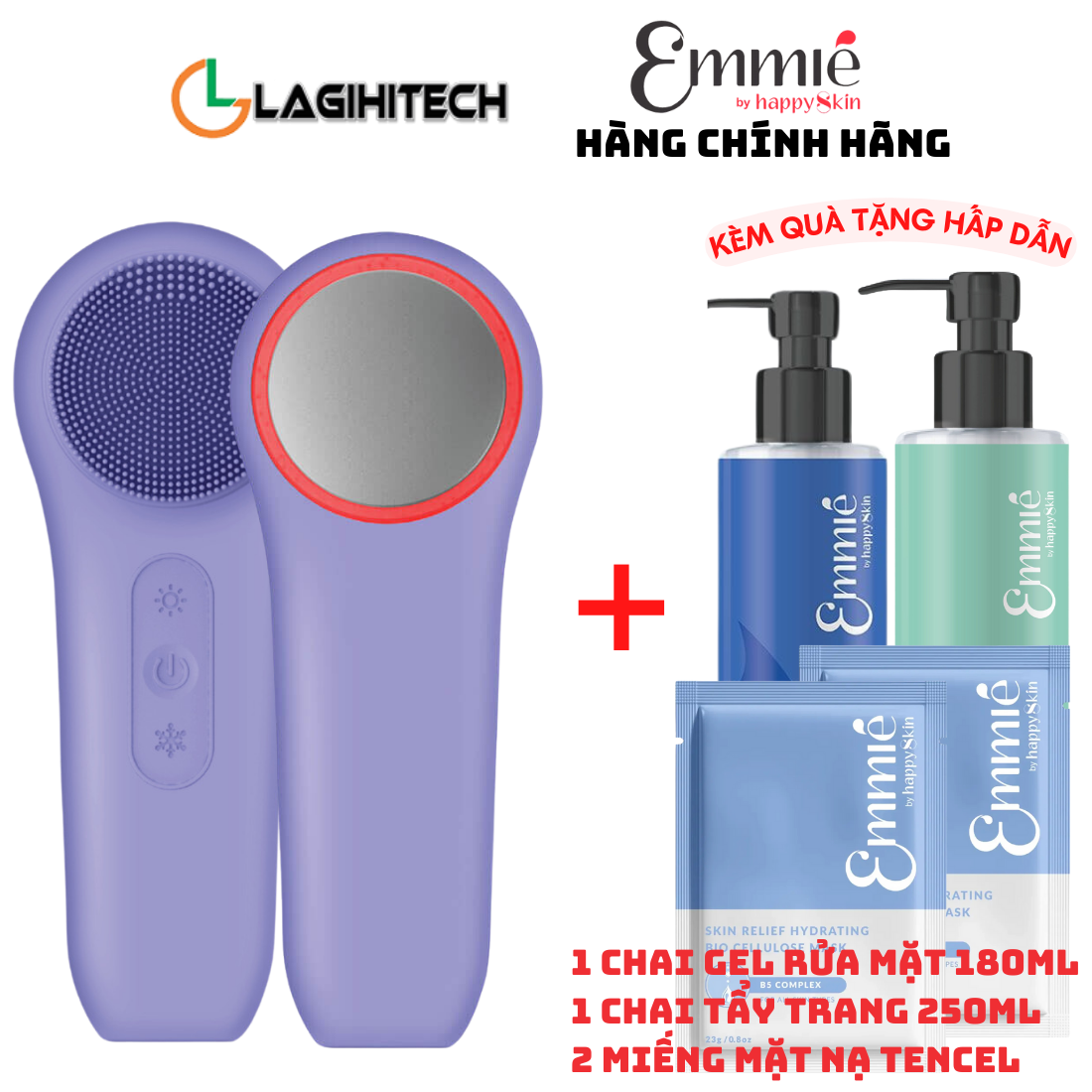 Máy Rửa Mặt Chăm Sóc Da Mini Emmié Sonic Radiant 5 In 1 Beauty Device Deluxe Mini Edition - Hàng Chính Hãng