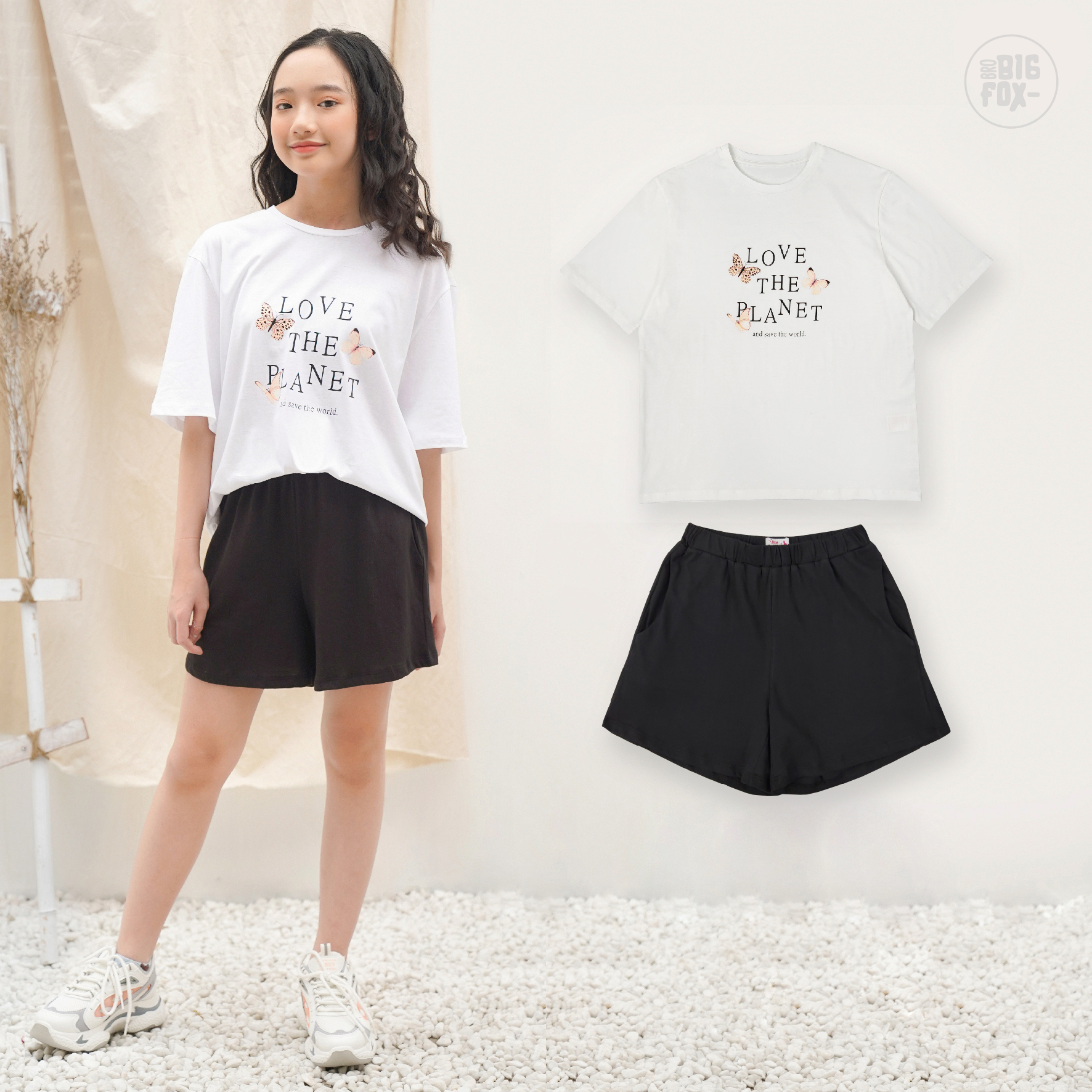 [12 TUỔI-15 TUỔI] Bộ Bé Gái Size Đại Miss Meow ,Bộ Cộc Tay Trẻ Em Mùa Hè Chất Cotton, Dáng Rộng In Love 12-15