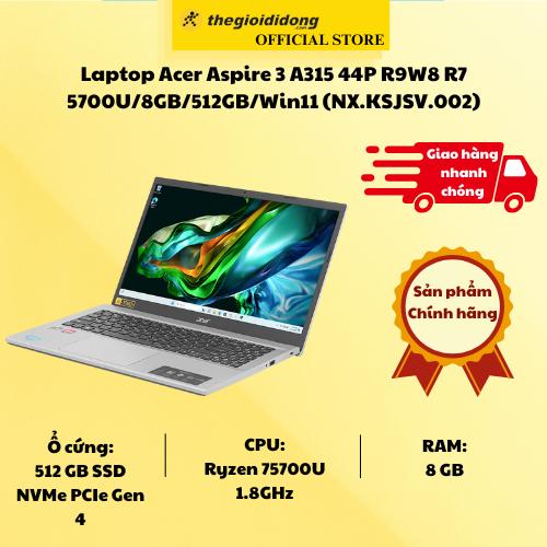 Laptop Acer Aspire 3 A315 44P R9W8 R7 5700U/8GB/512GB/Win11 (NX.KSJSV.002) - Hàng Chính Hãng