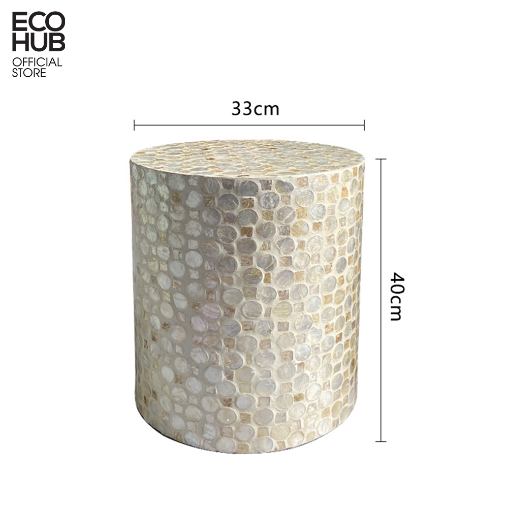 Ghế đôn khảm trai ECOHUB họa tiết sinh động, trang trí decor | E00355
