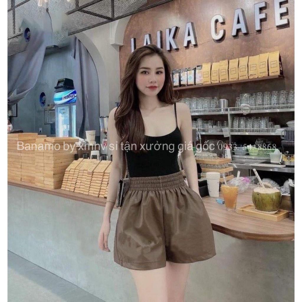 Quần short da nữ thiết kế cạp chun bản to dáng phồng trẻ trung siêu xinh cá tính thời trang Banamo Fashion 695