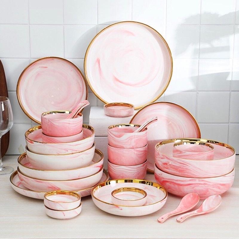 Sét bộ đồ ăn viền vàng 26 món