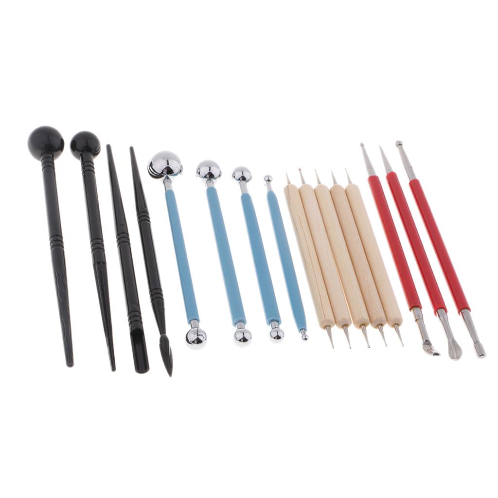 16X Đất Sét Điêu Khắc Dụng Cụ Bi Stylus Dotting Dụng Cụ Đất Sét Đồ Gốm Mô Hình Bộ