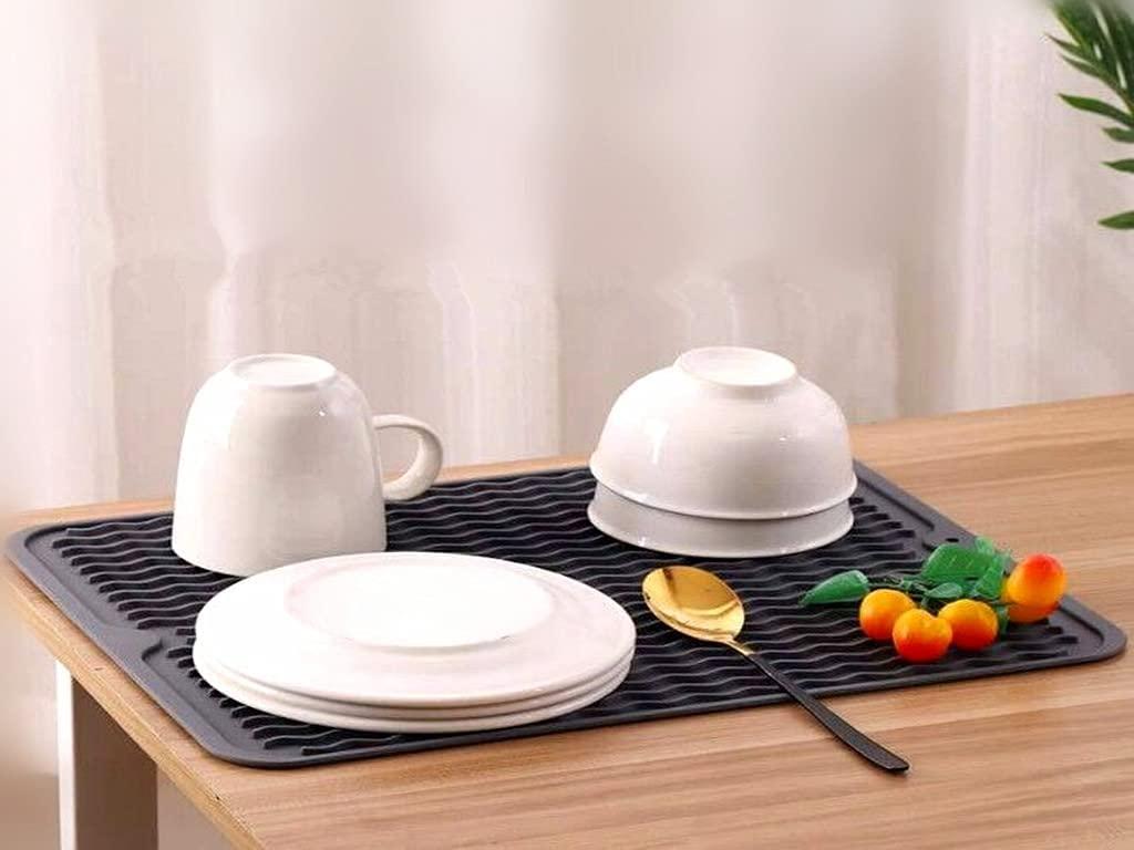 Tấm lót silicon nhỏ giọt thân thiện với môi trường, chịu nhiệt, tấm lót silicon lớn để đựng dao kéo và bát đĩa, 30 x 30cm