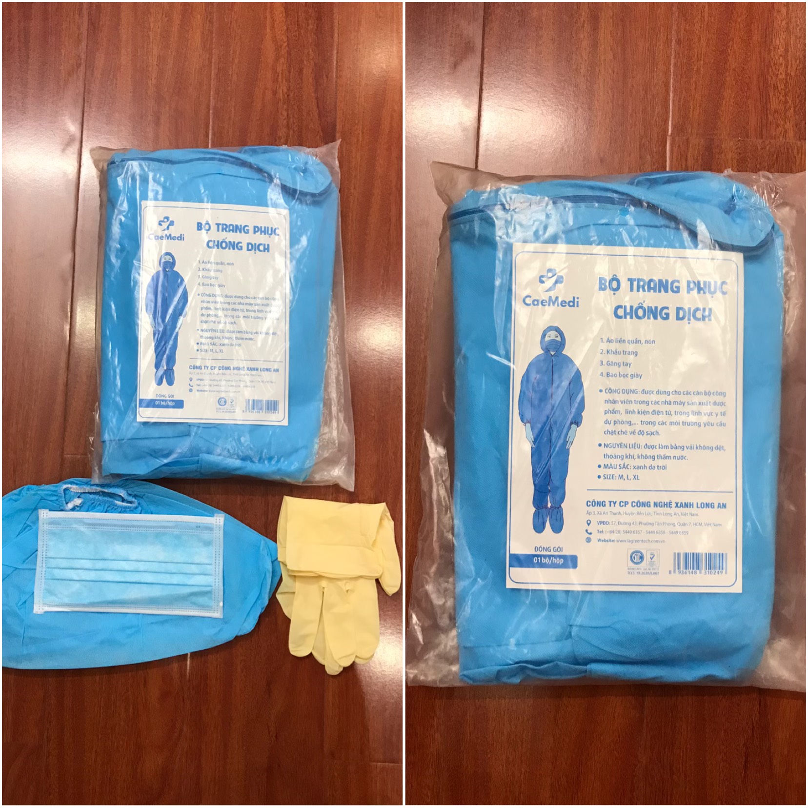 COMBO 4 MÓN Trang phục bảo hộ, chống dịch CAEMEDI Cao Cấp L0, size L, thoải mái, tiêu chuẩn, dễ sử dụng