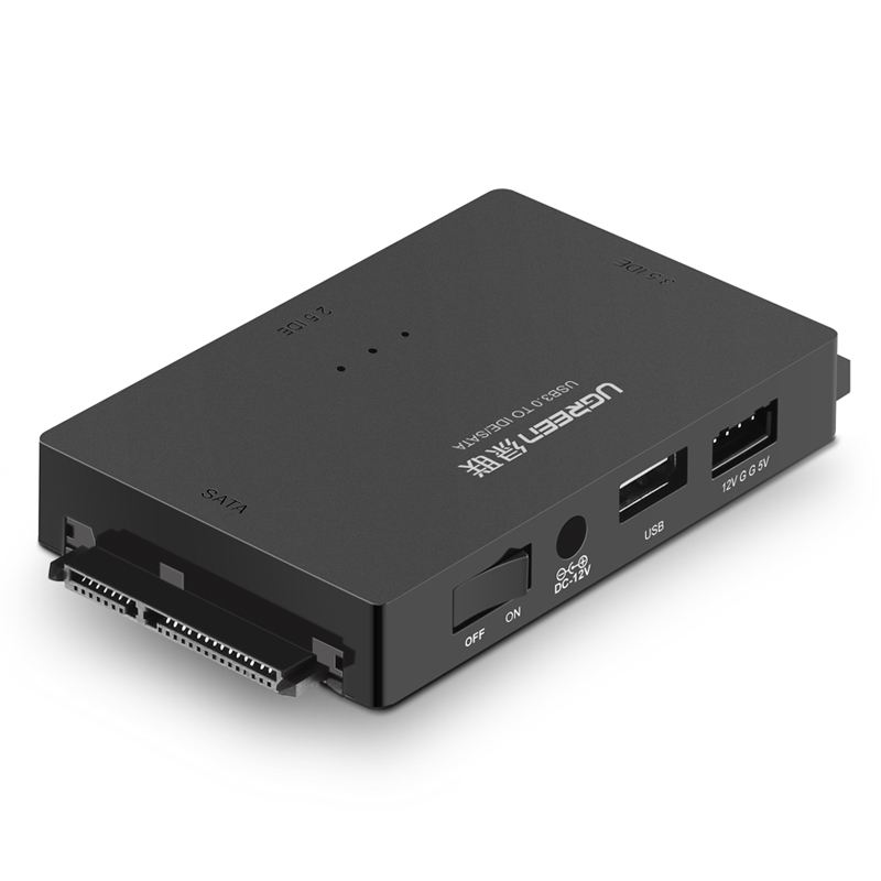 Bộ chuyển đổi USB 3.0 to SATA , 3.5 IDE và 2.5 IDE kèm nguồn 12V-2A- UGREEN US160 - 30353 - Hàng Chính Hãng