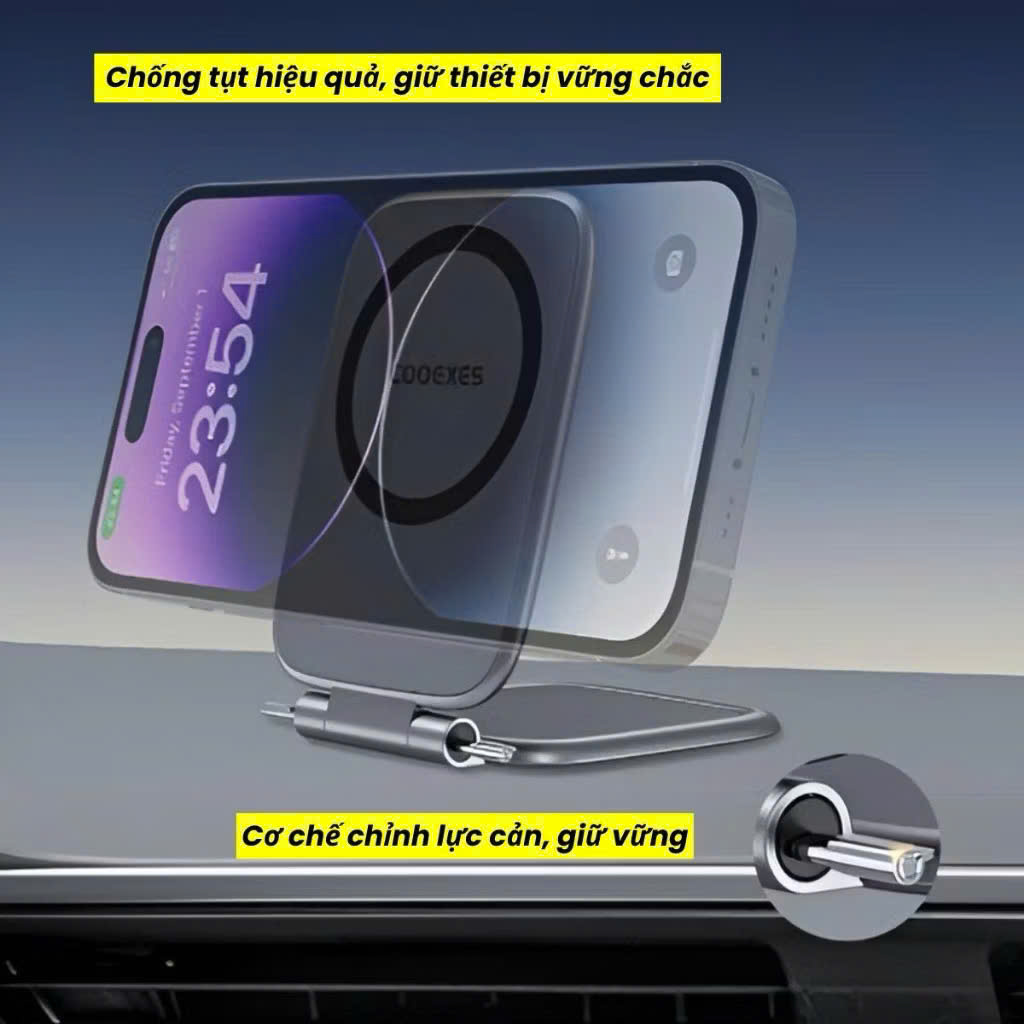 Giá đỡ điện thoại ô tô từ tính siêu mỏng, giá đỡ điện thoại nam châm siêu mạnh xoay 360 độ gấp gọn -  Hàng chính hãng