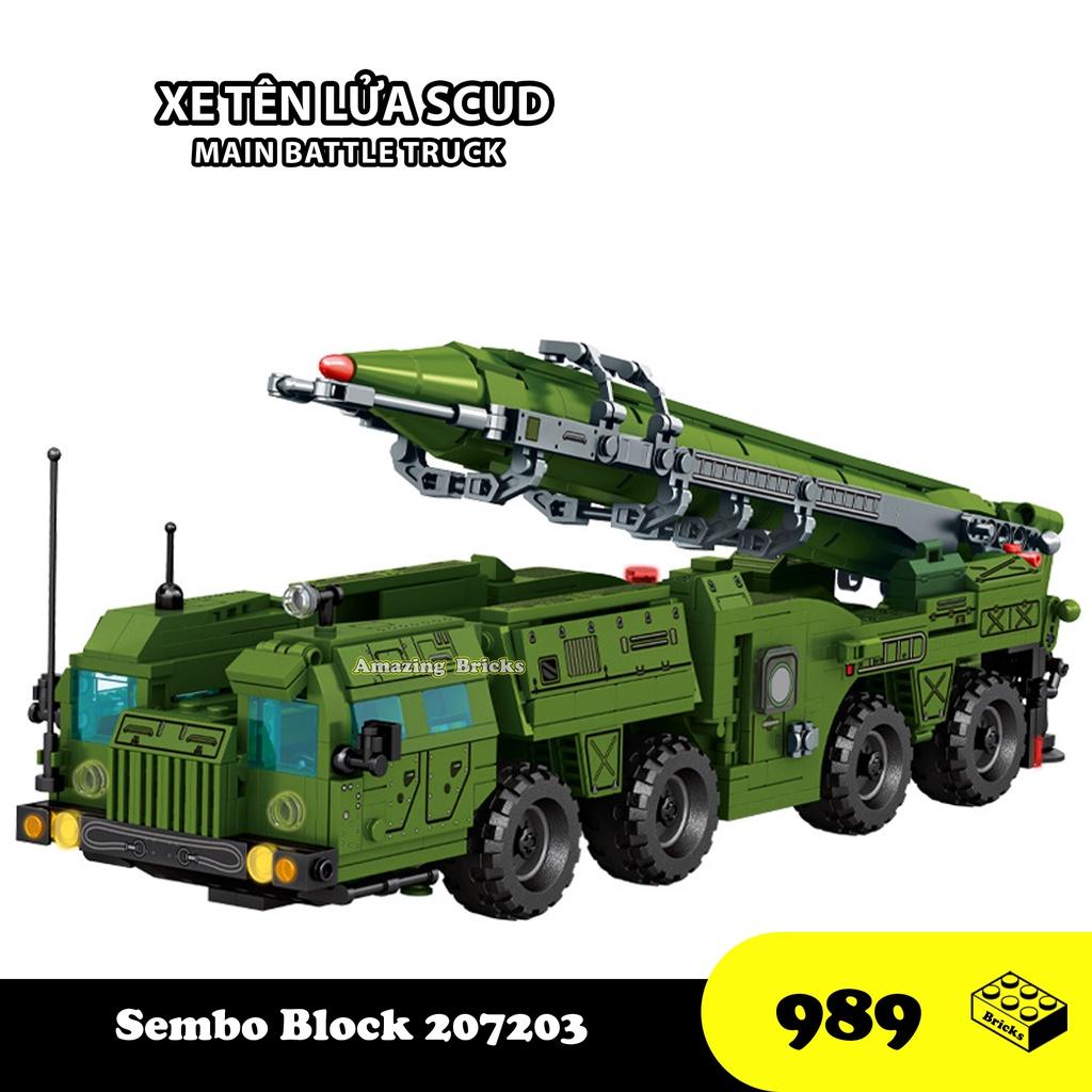 Đồ chơi Lắp ráp Xe tên lưa Scud, Sembo Block 207203 Battle Truck, Xếp hình thông minh