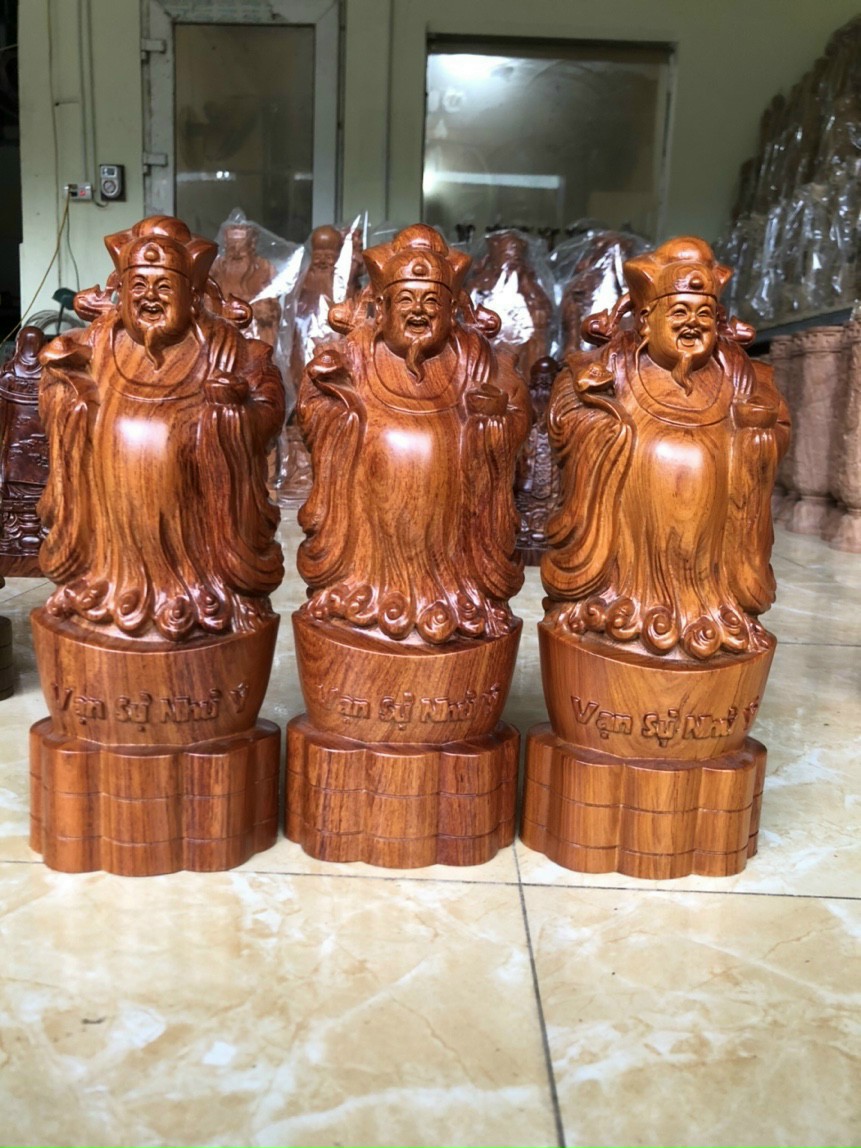 Tượng phật ông thần tài bằng gỗ hương kt cao 40×15×11cm