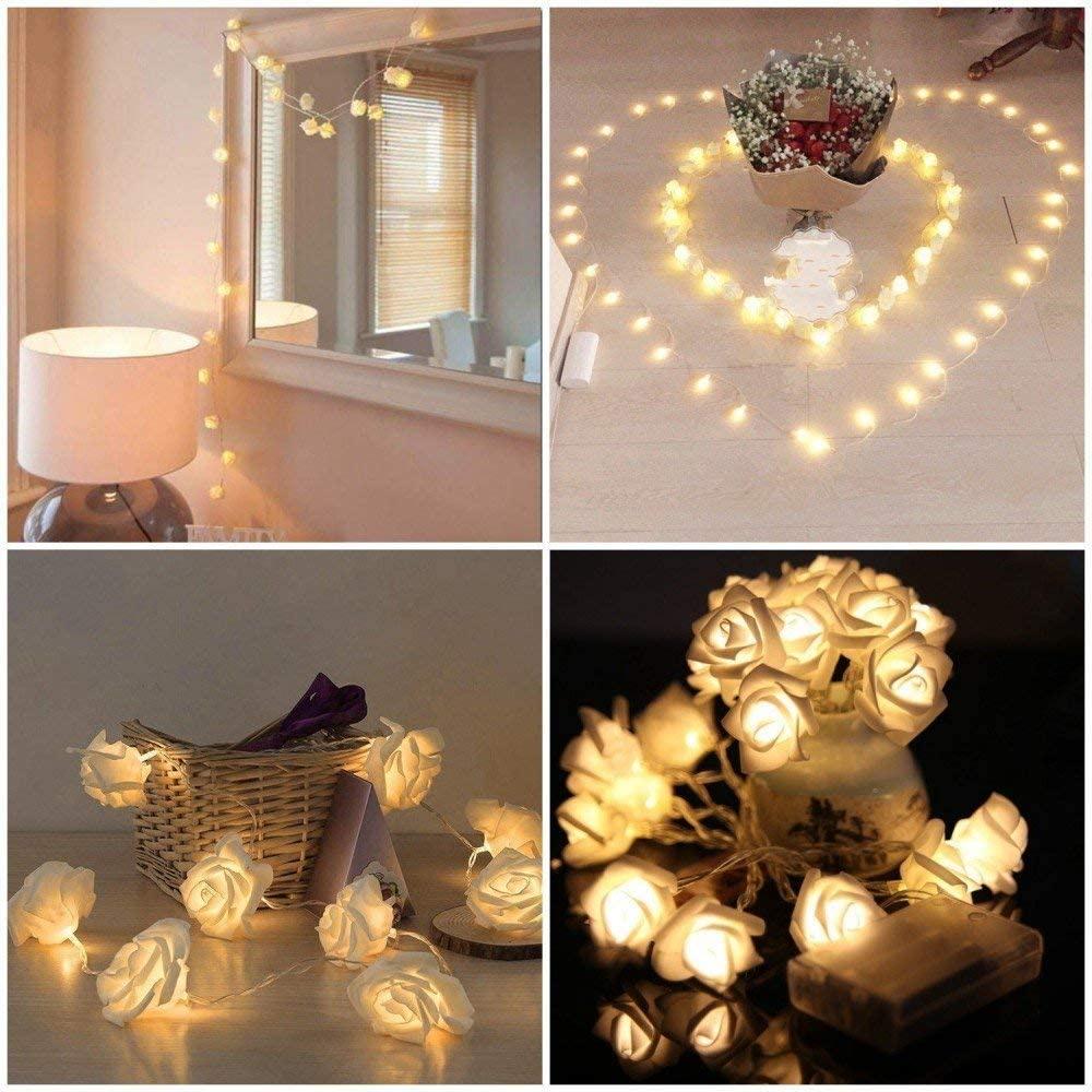 Dây đèn LED 40/20/10 bóng hình hoa hồng lãng mạn dùng trang trí