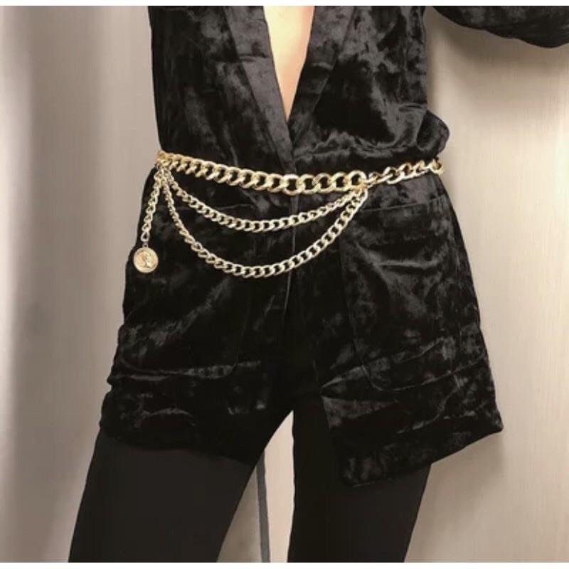 Nịt xích thời trang phong cách retro bản lớn