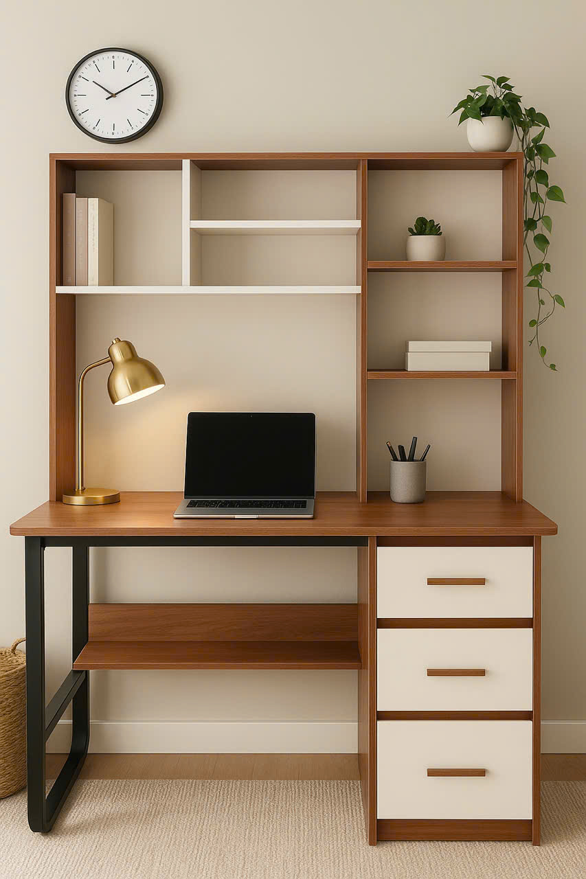 Bàn học sinh kèm kệ sách gỗ Mdf Tundo KT 1m2 x 60 x 1m4