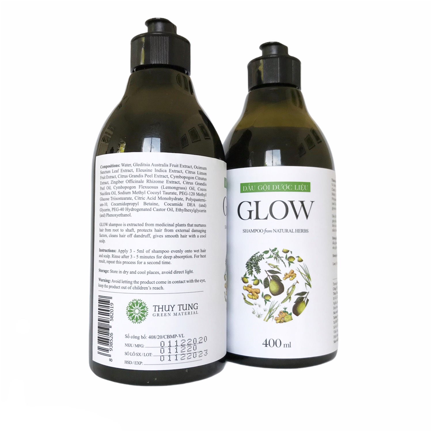 Dầu Gội Dược Liệu Glow - Tinh Chất Từ Bồ Kết Và Vỏ Bưởi, Giảm Rụng Tóc, Kích Thích Mọc Tóc,Lưu Giữ Hương Thơm Nhẹ Nhàng Tinh Tế. (Bao Bì Mới)