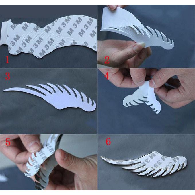 Logo cánh thiên thần kim loại trang trí xe hơi ô tô