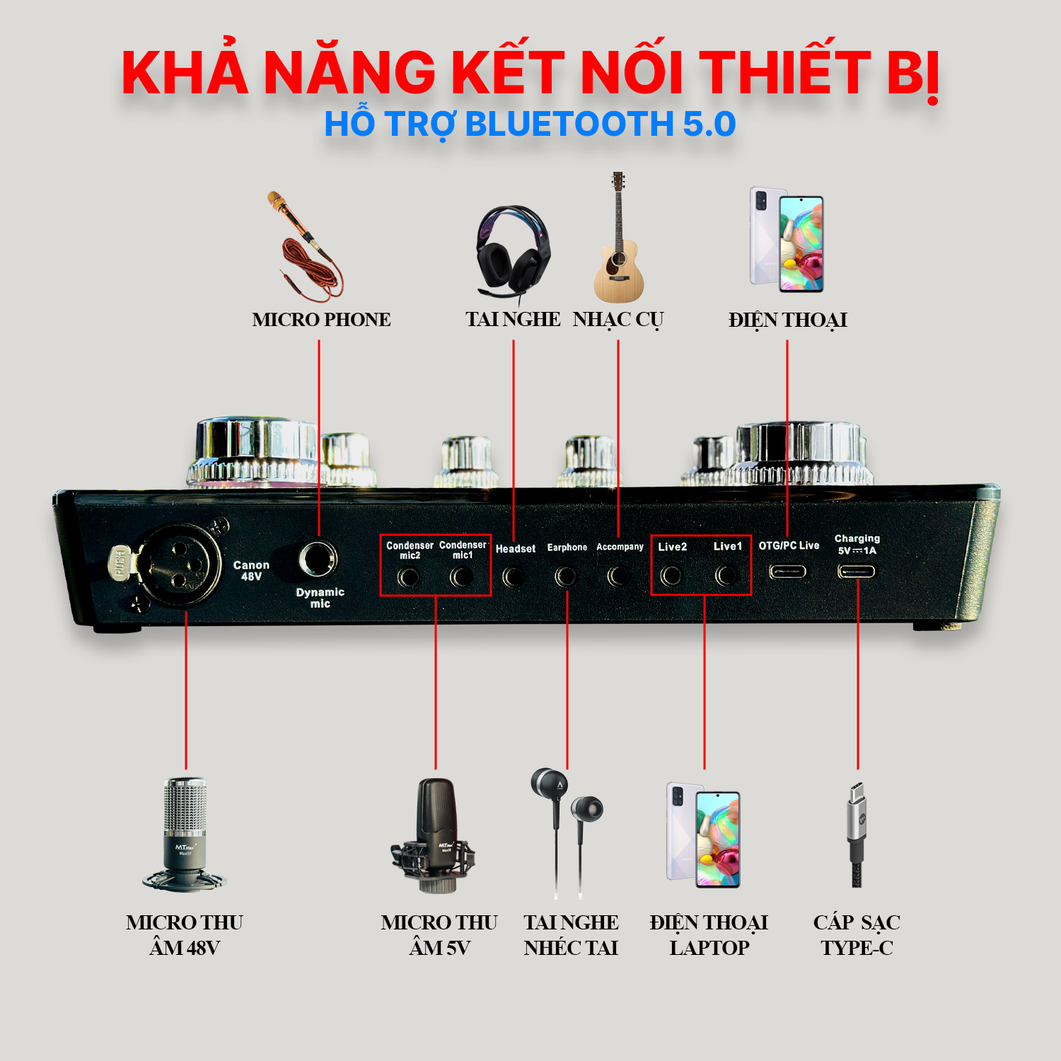 Sound Card MTMAX X7PRO - Thu Âm Livestream Tại Nhà Dễ Dàng, Bluetooth 5.0, Có Nguồn Micro 48V, 12 Hiệu Ứng Âm Thanh, Thay Đổi Giọng Nói, Điều Chỉnh Bass Mid Treble hàng chính hãng