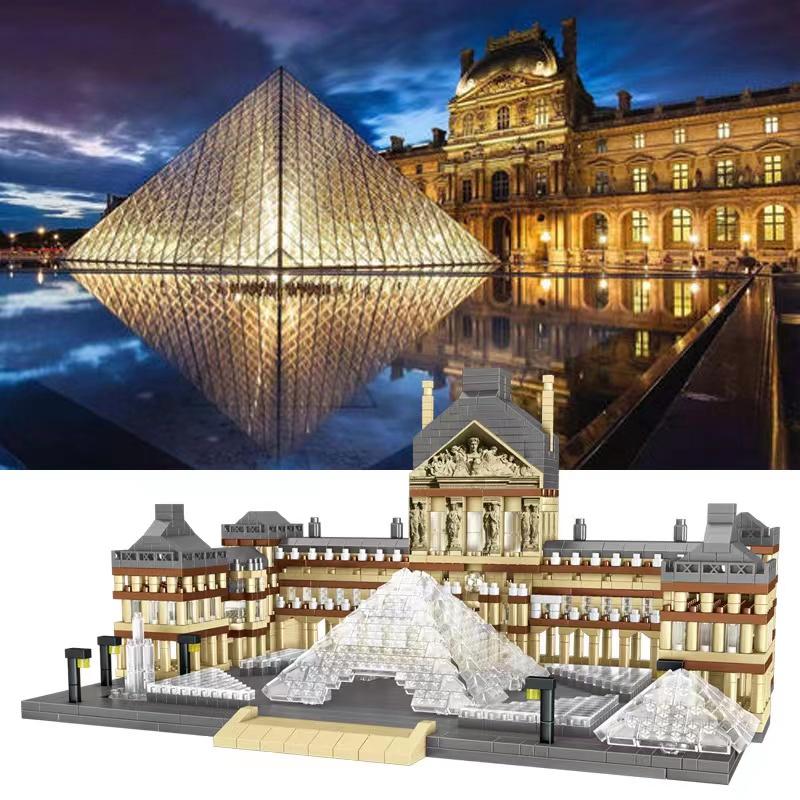 Đồ chơi lắp ghép kiến trúc thế giới cung điện lourve mô hình lâu đài cho người lớn xếp hình phong cách diy nanoblock