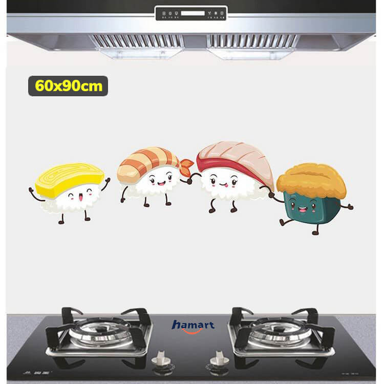Giấy Dán Tường Bếp Chống Dầu Mỡ PVC Chống Thấm 60x90CM Dán Trang Trí Decor Sạch Tường