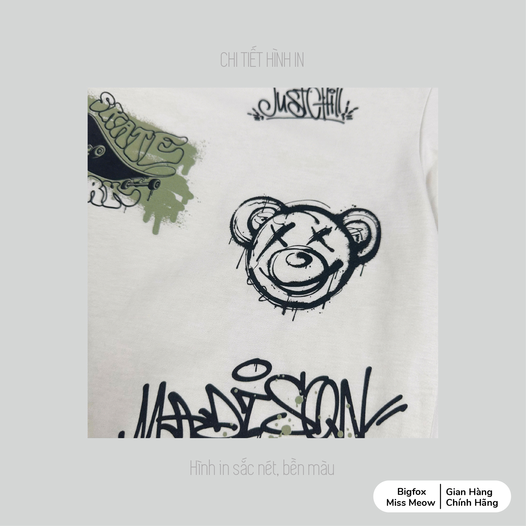 Bộ cộc tay bé trai size đại Bigfox Miss Meow chất cotton mùa hè in đẹp 12,13,14,15 tuổi 40kg 50kg