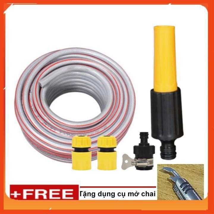 Bộ dây vòi xịt nước rửa xe, tưới cây . tăng áp 3 lần, loại 20m 206622-5 cút sập, + tặng mở chai