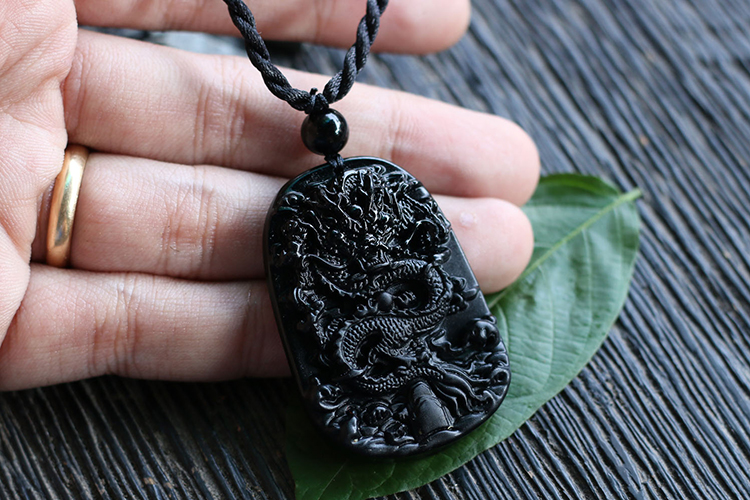 Mặt Rồng Đá Obsidian Ngọc Quý Gemstones GA186