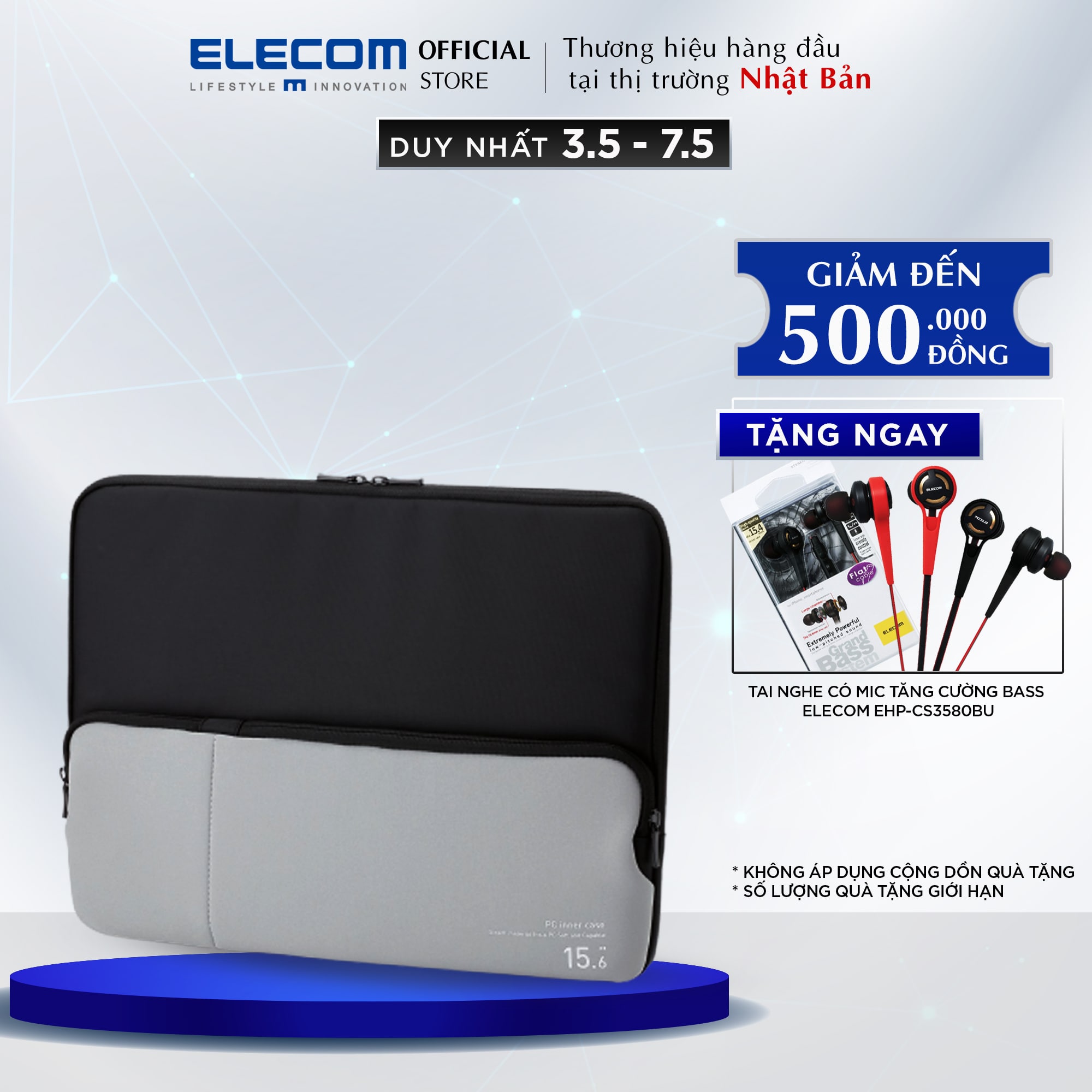 Túi đựng Laptop 15.6inch ELECOM BM-IBPT15BK - Hàng chính hãng