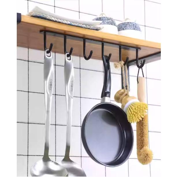 Khay 6 Móc treo dụng cụ dưới tủ bếp không cần khoan Nordic Germany Inox 304 - tặng kèm keo dán ️