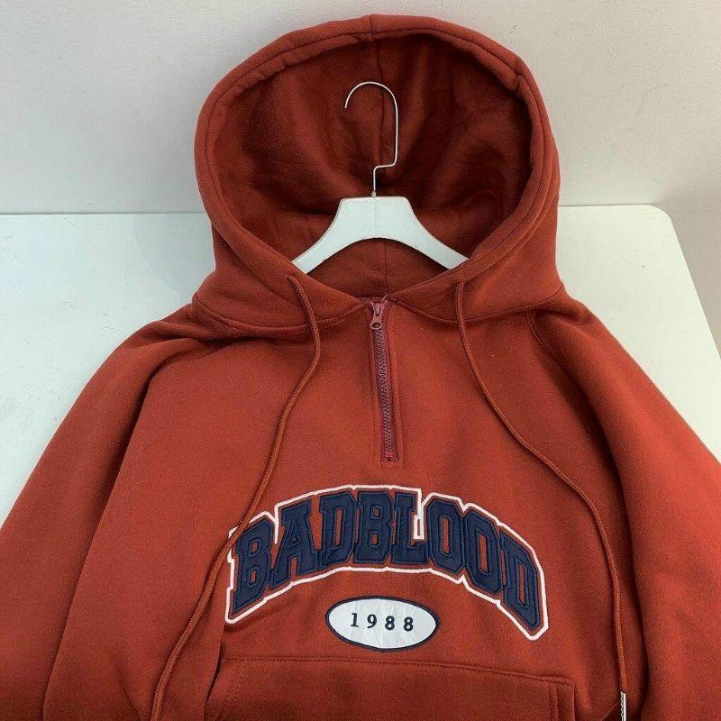 Áo khoác Hoodie chất Nỉ Cao Cấp form rộng thêu chữ nổi BADBLOOD có BIG Size _ Áo khoác chui đầu unisex có khoá zip cổ