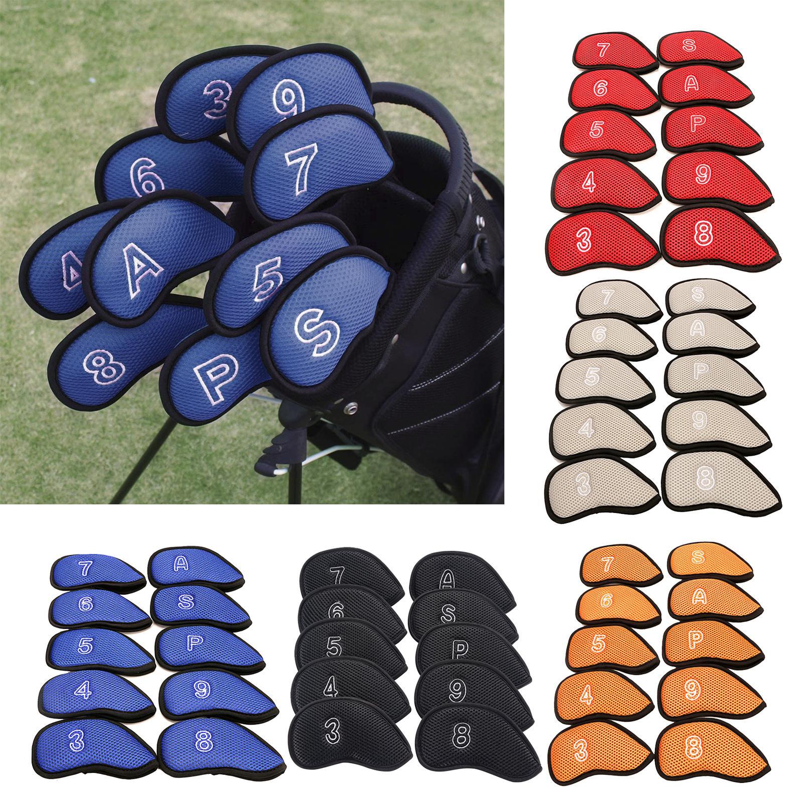 10Pcs/Pack Meshy Golf Iron Covers Set Headcover Fit Most Irons red