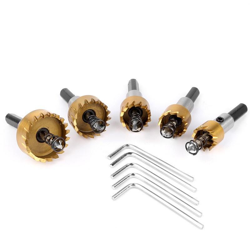 Bộ 5 Mũi Khoan Khoét Lỗ Thép HSS V1 Kích Thước 16mm - 30mm Có Mũi Định Tâm