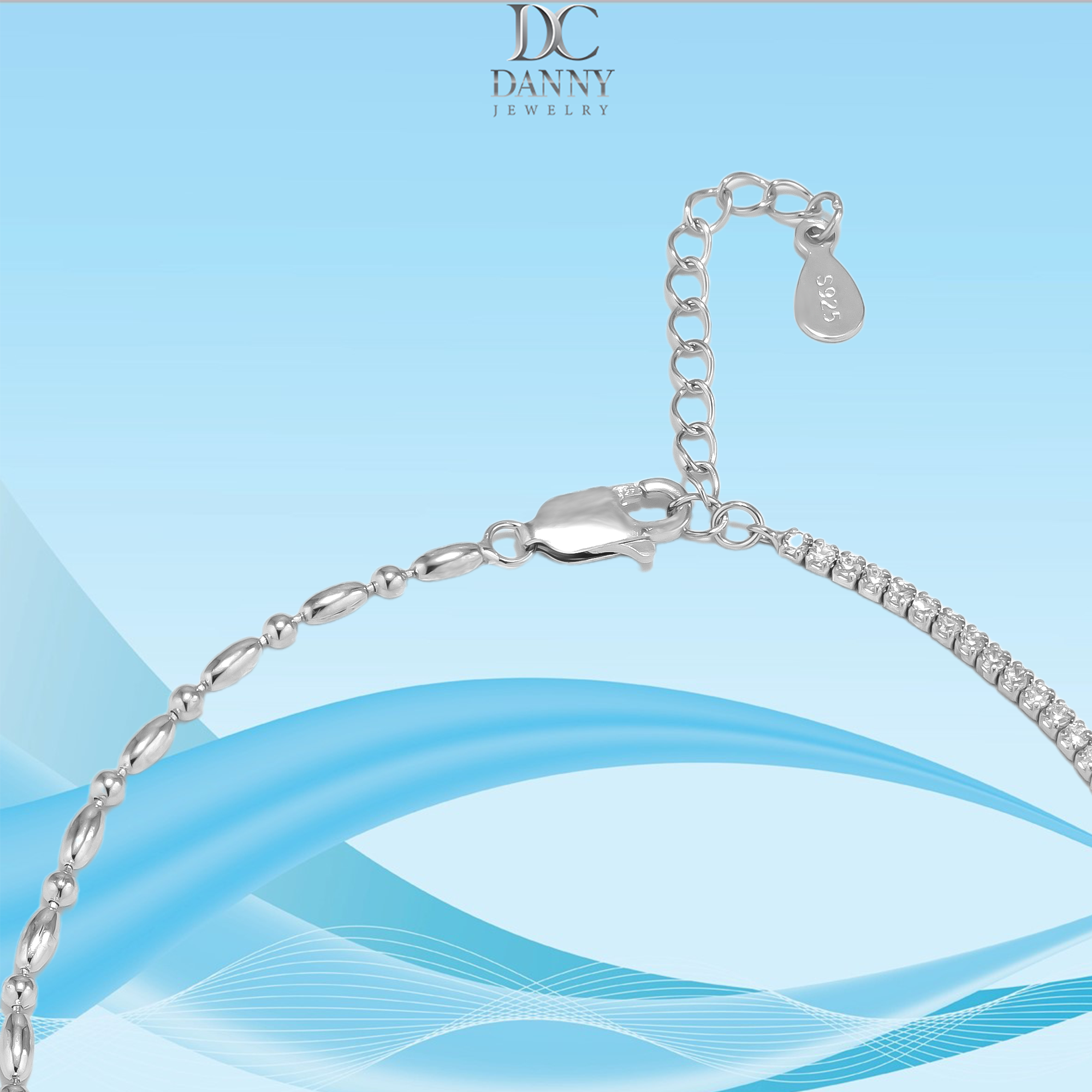 Lắc Chân Danny Jewelry Bạc 925 Xi Rhodium Kiểu Đính Đá LACY449