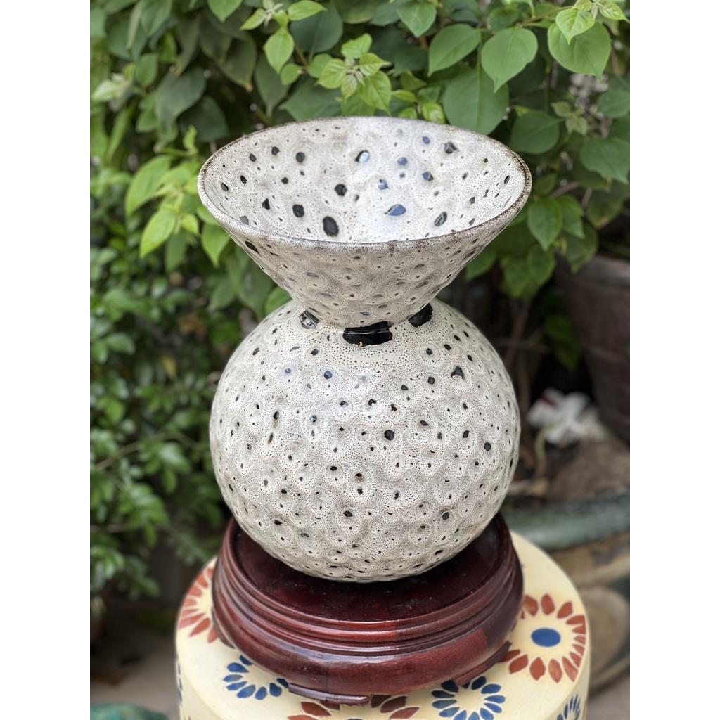 BÌNH HOA GỐM SỨ XUẤT KHẨU TRANG TRÍ DECOR MIỆNG LE TRÒN