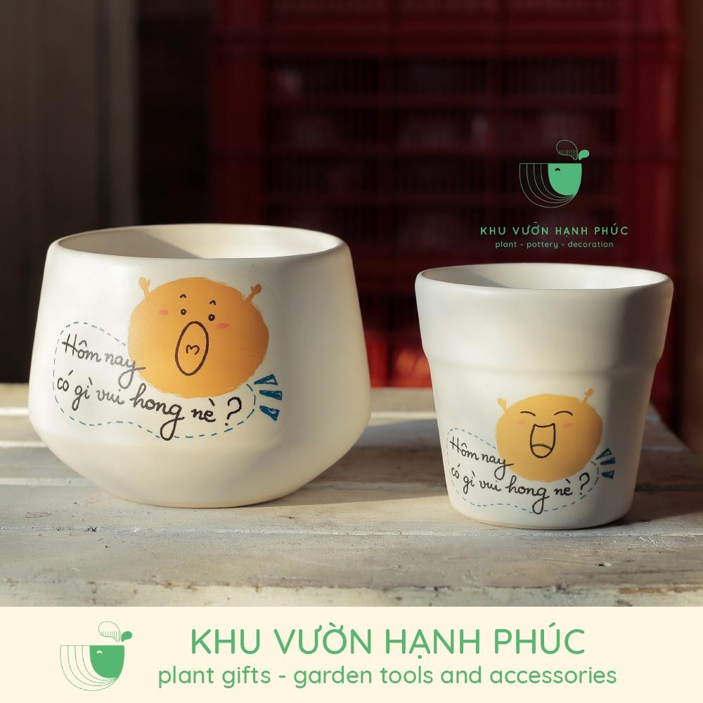 Chậu in hình - Những lời nhắn nhủ dễ thương - Size 7-8cm, quà tặng, trang trí, văn phòng,...