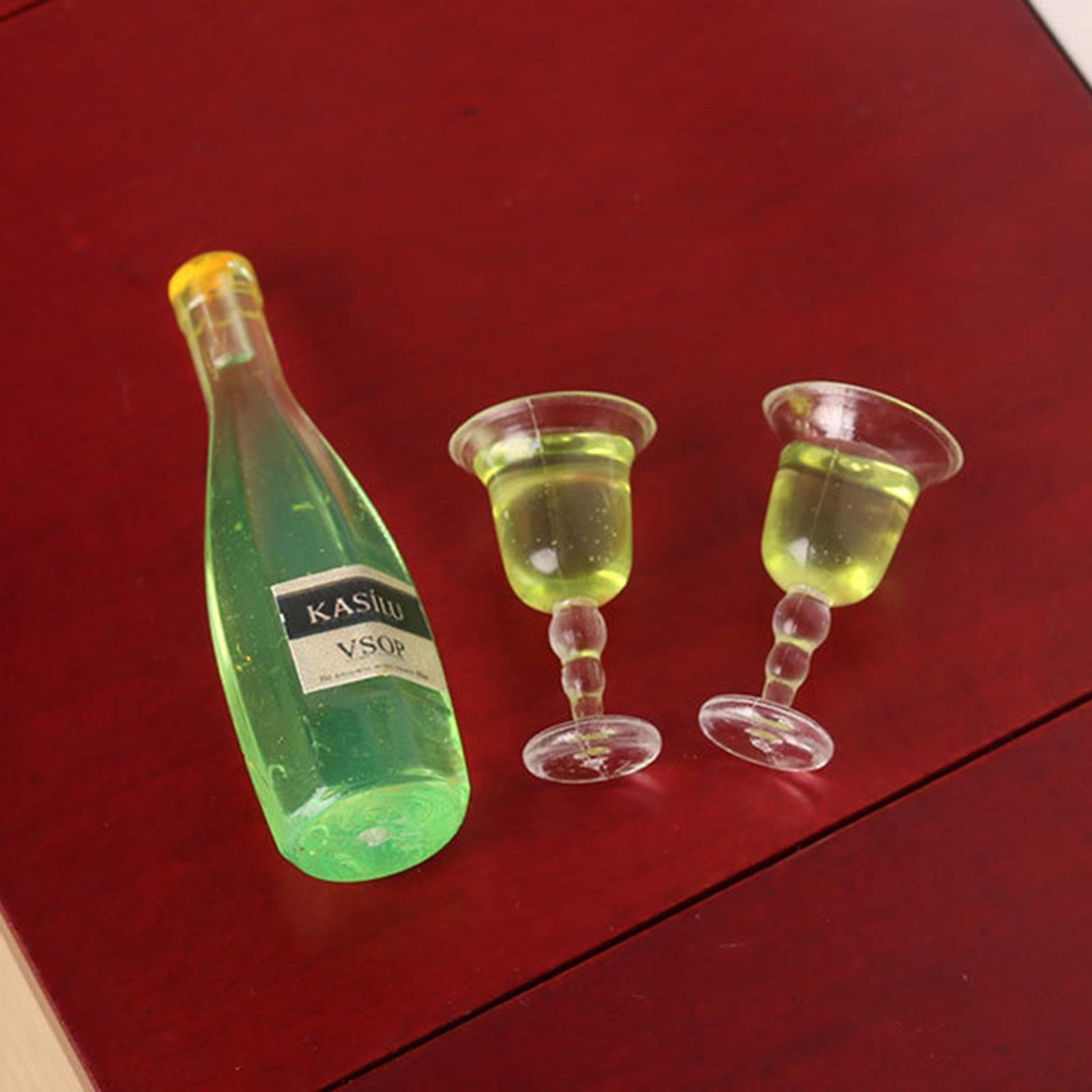 1/12 Scale Dollhouse Miniature  Bottle with  Cups for Dining Room