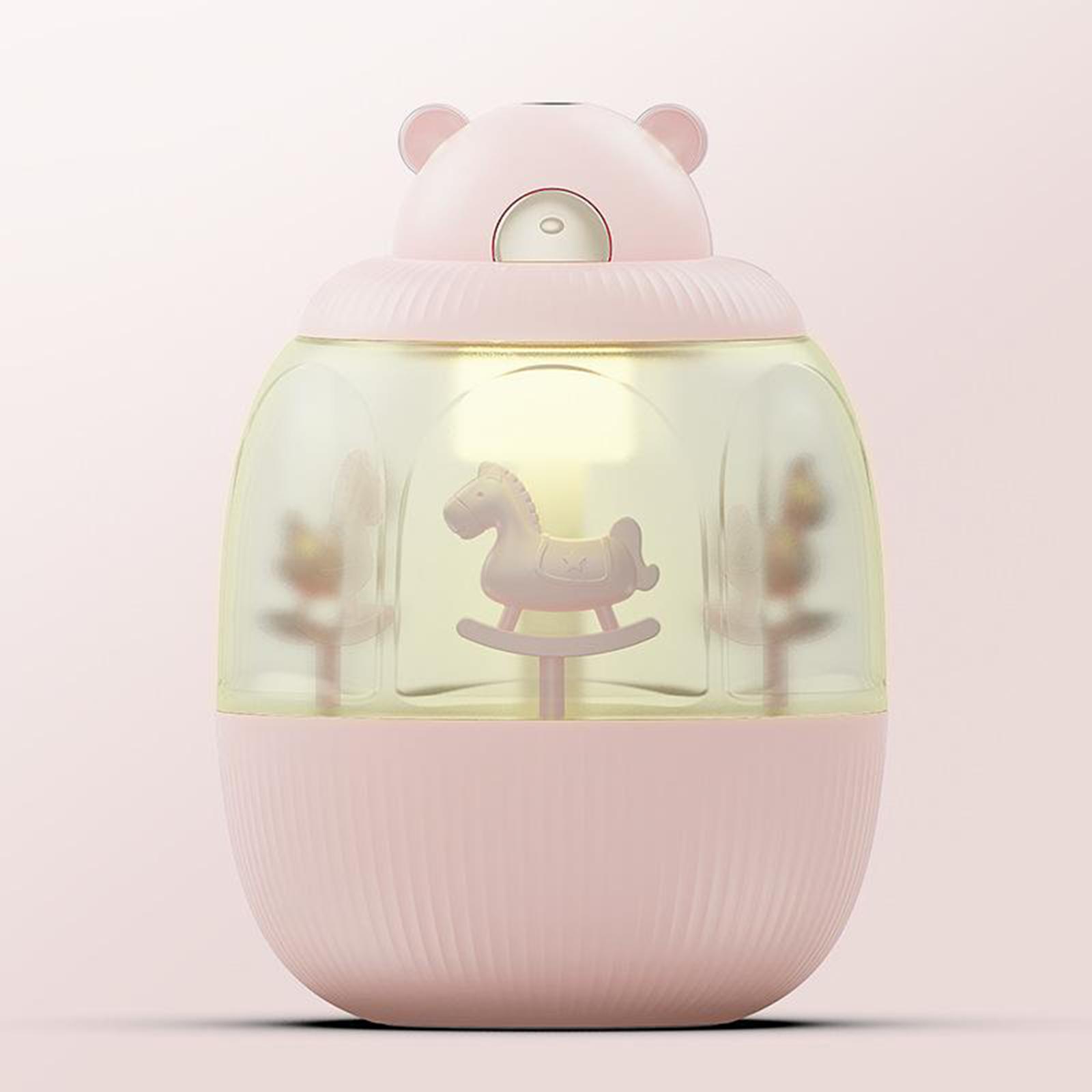 Carousel Music Box Small USB Air Humidifier with Light for Home Office Desk Decoration 7-Color LED Light Desk Humidifiers USB Powered