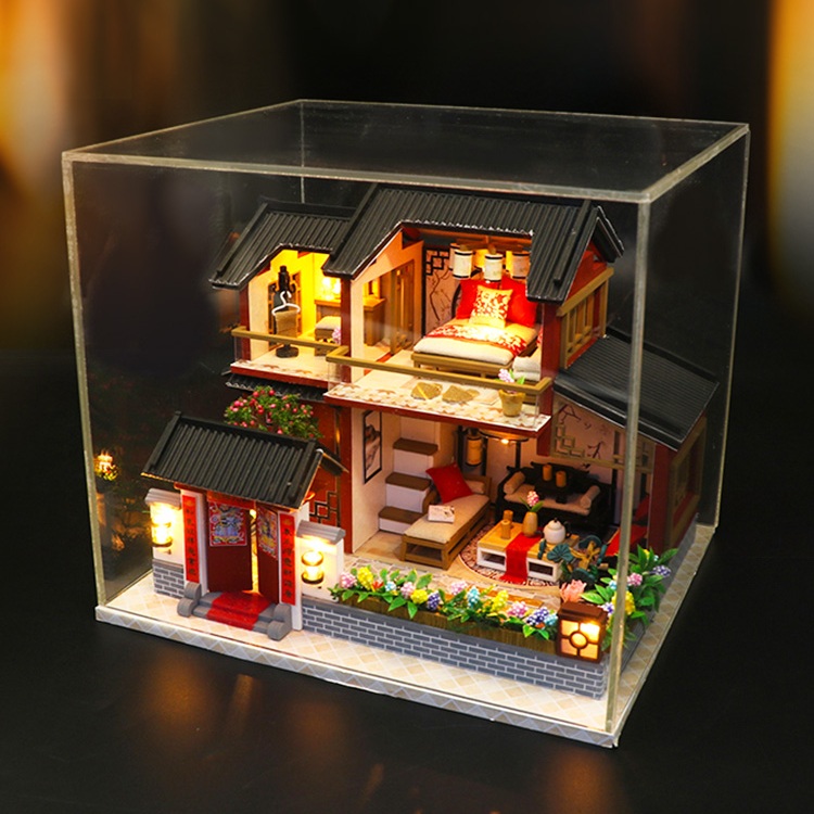 Mô hình nhà DIY Doll House Auspicious Sign Loft Kèm Mica Chống bụi và Bộ công cụ lắp ráp