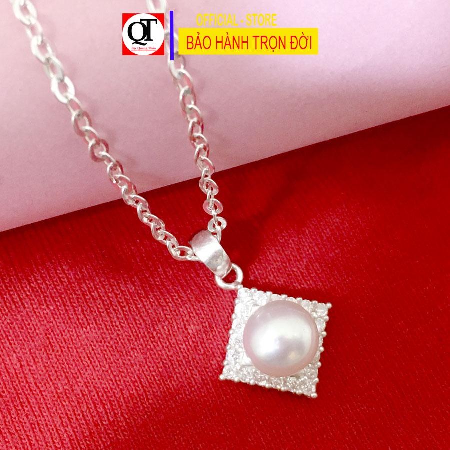 Dây chuyền nữ bạc 925 mặt dây gắn ngọc size 6ly cao cấp phong cách thời trang trang sức Bạc Quang Thản - QTBTS19