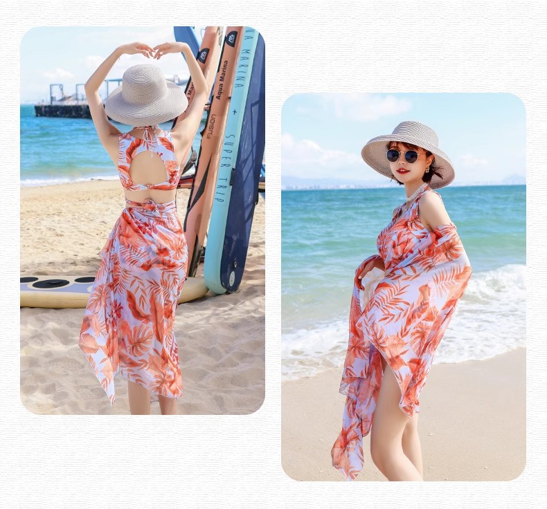 Set Bikini Đùi Kèm Khăn Tắm Biển